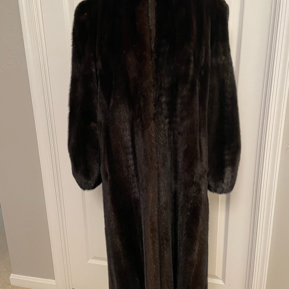 I. Magnin Dark Brown/Black Mink Fur Coat